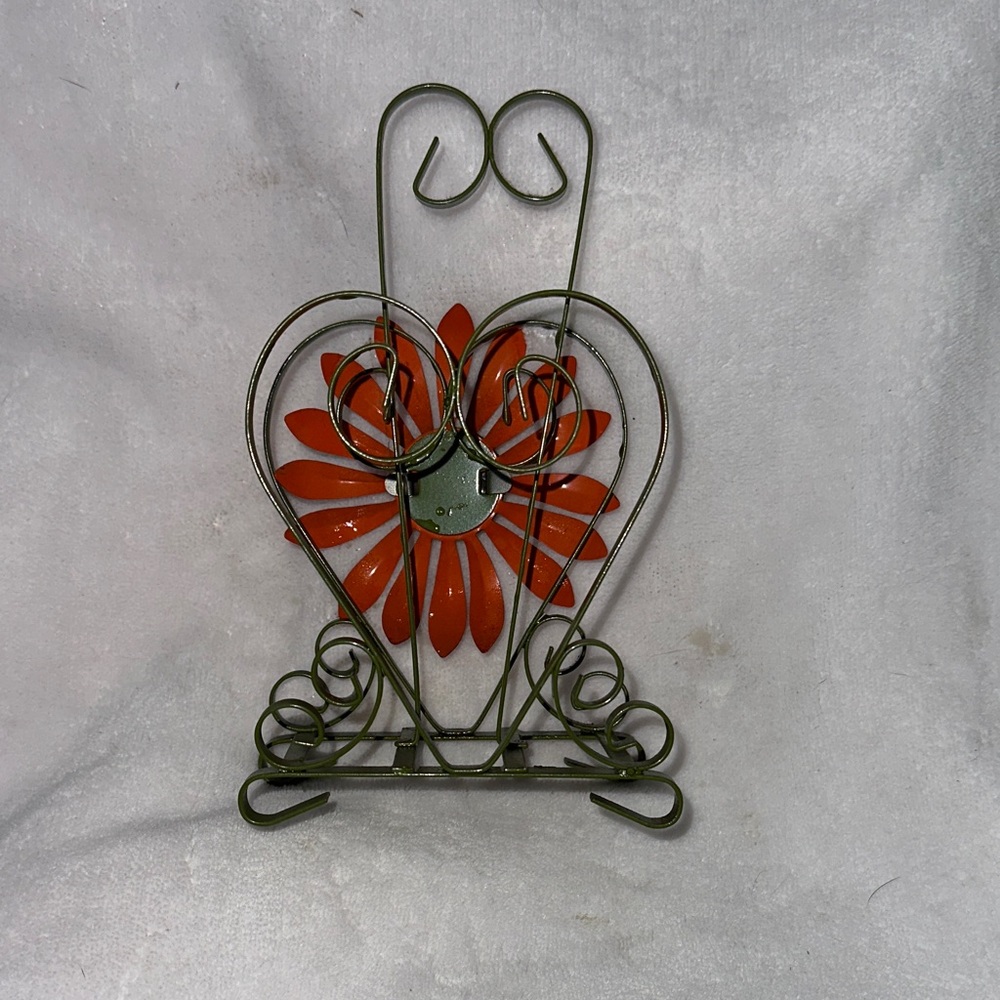 Vintage 1970s Orange and Yellow Flower Metal Napkin Holder - Picture 3 of 3